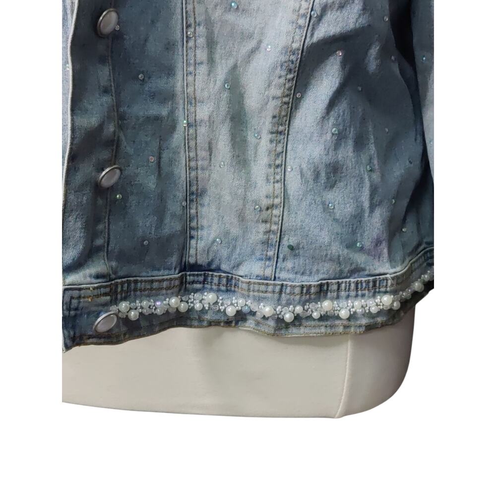 DG2 Diane Gilman faded denim jean jacket with embellishments size 2X - Picture 4 of 5